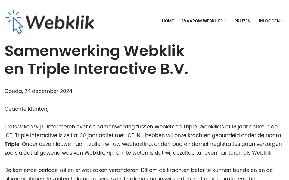 Screenshot of webklik.nl