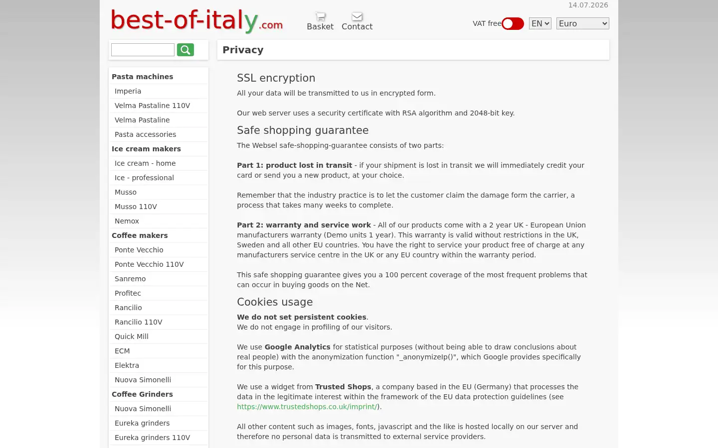 Screenshot of websel.eu