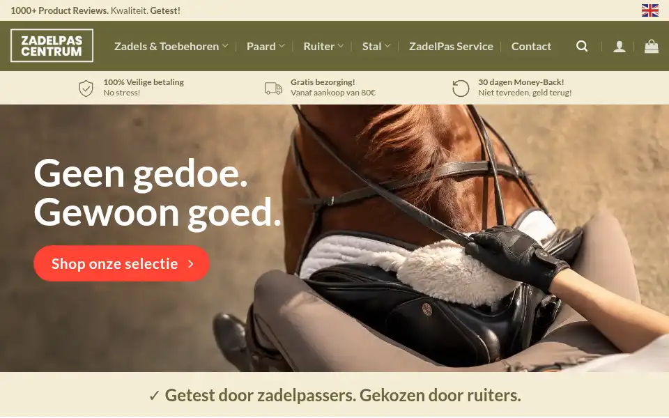 Screenshot of webshop.zadelpascentrum.be