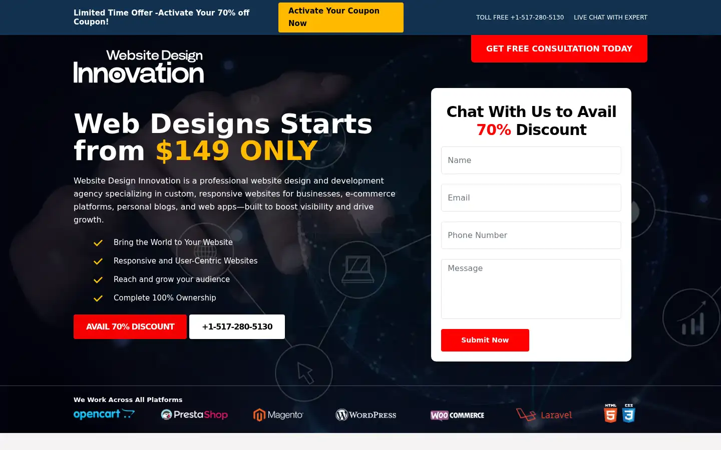 Screenshot of websitedesigninnovation.com