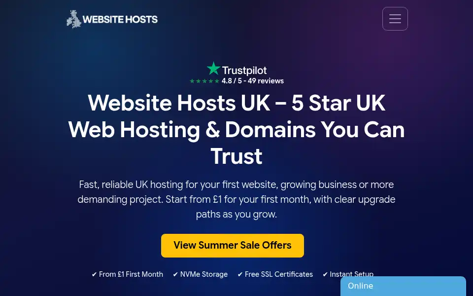 Screenshot of websitehosts.uk