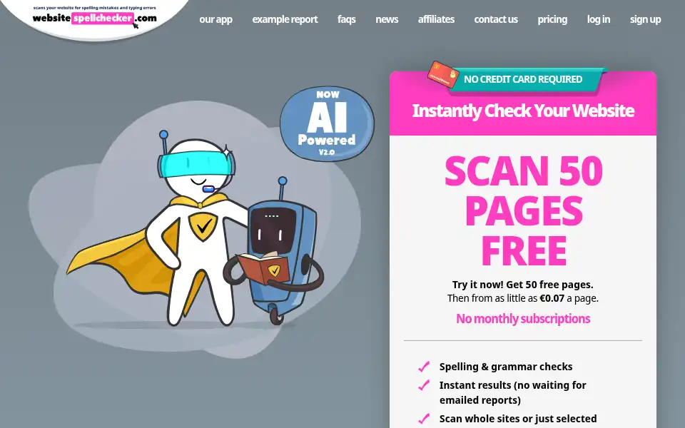 Screenshot of websitespellchecker.com