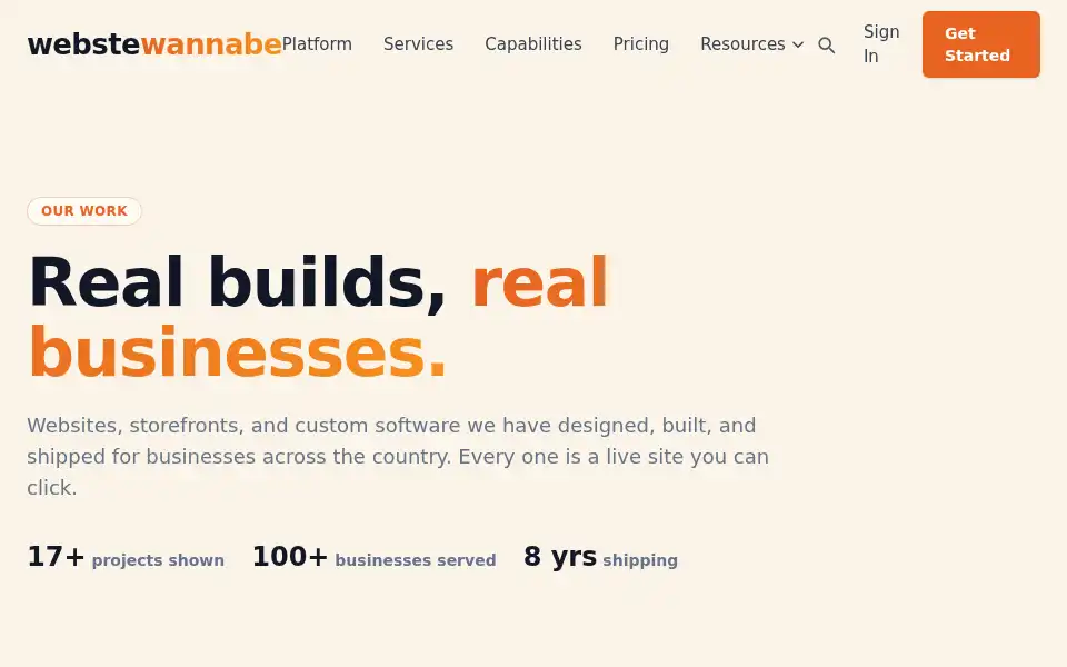 Screenshot of websitewannabe.com