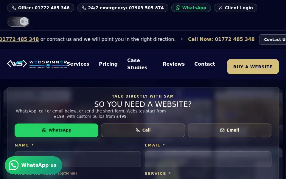Screenshot of webspinneruk.com