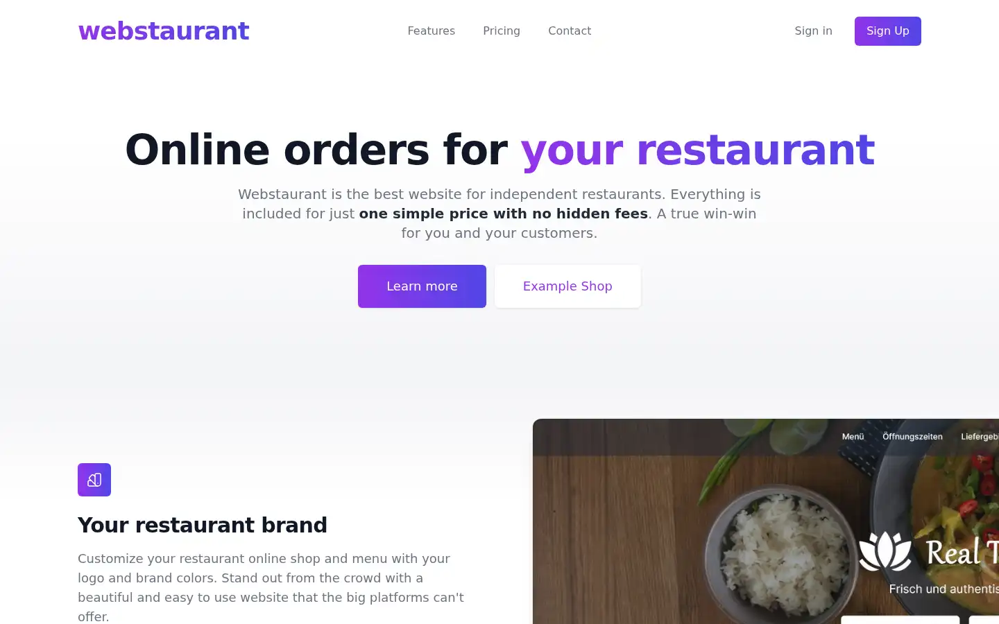 Screenshot of webstaurant.ch