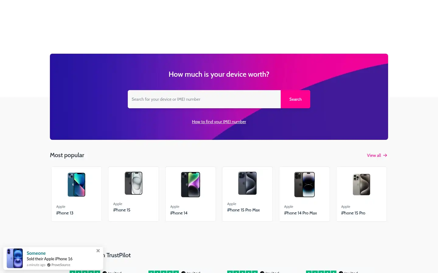 Screenshot of webuyanyphone.com