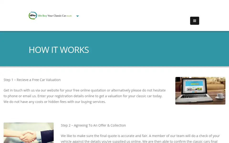 Screenshot of webuyyourclassiccars.co.uk