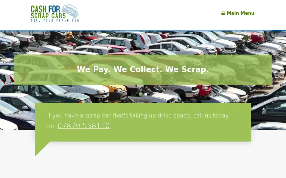 Screenshot of webuyyourscrapcars.com