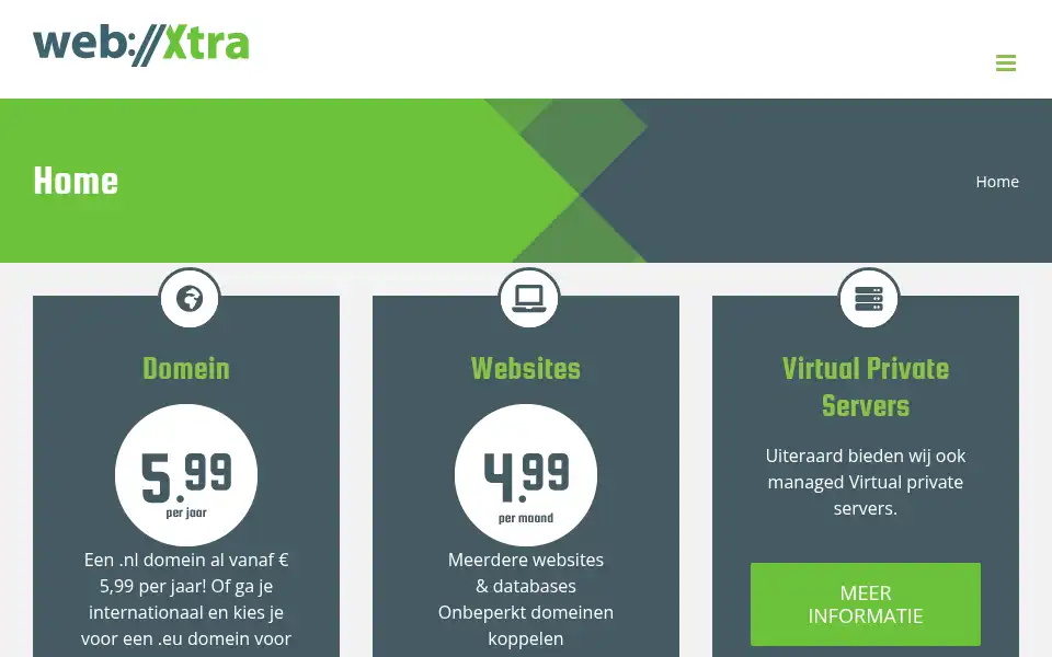 Screenshot of webxtra.nl