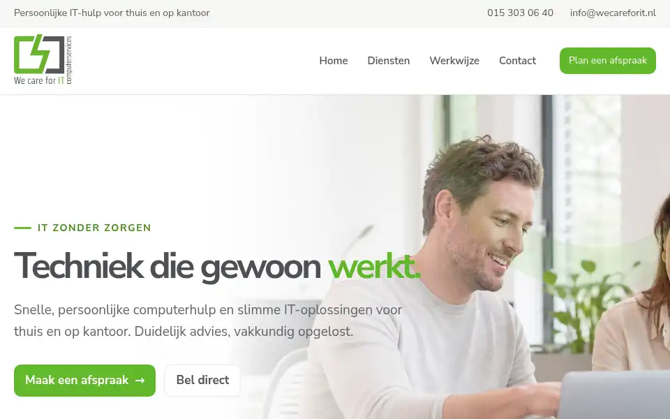 Screenshot of wecareforit.nl