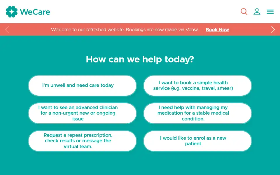 Screenshot of wecarehealth.co.nz