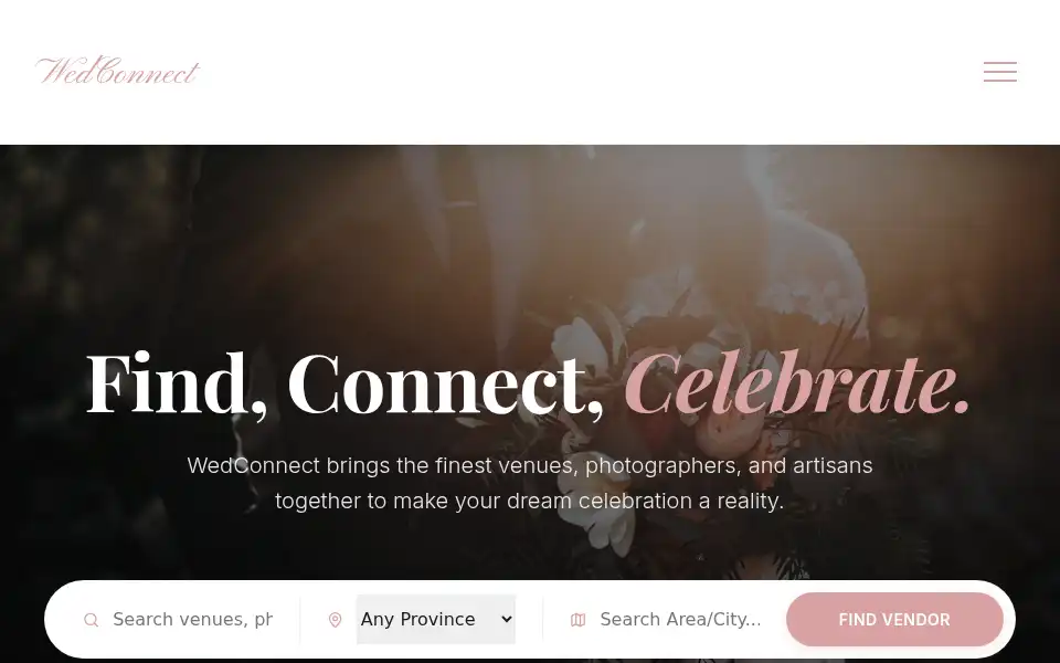 Screenshot of wedconnect.co.za