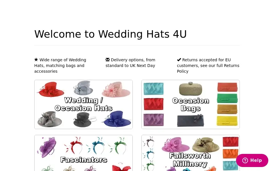 Screenshot of weddinghats4u.co.uk