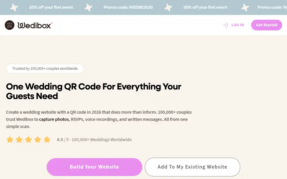 Screenshot of wedibox.com