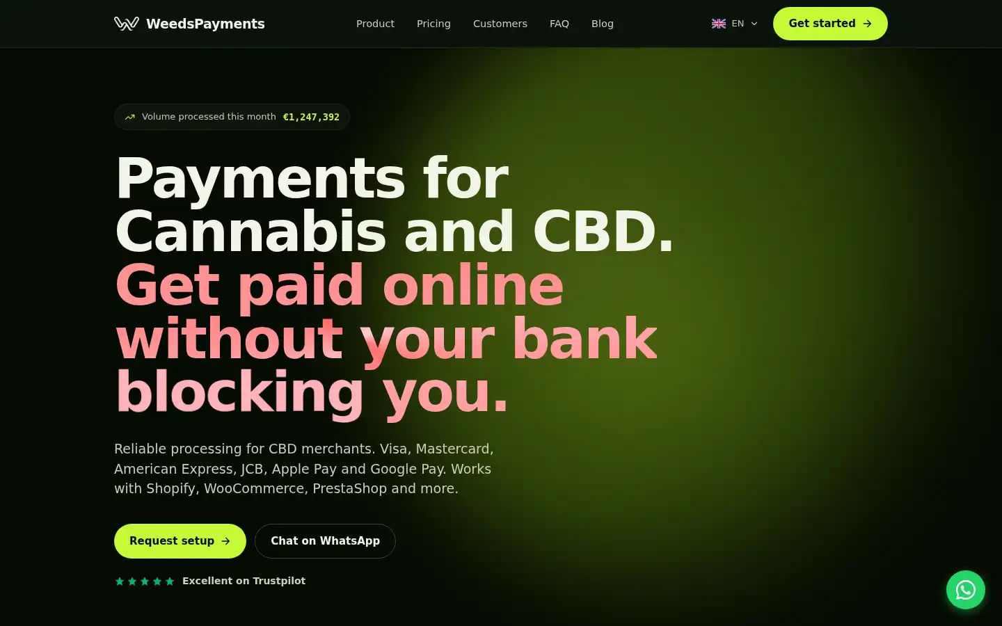 Screenshot of weedspayments.com