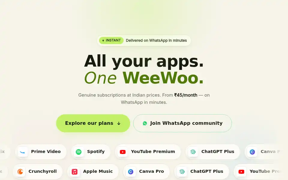 Screenshot of weewoo.in