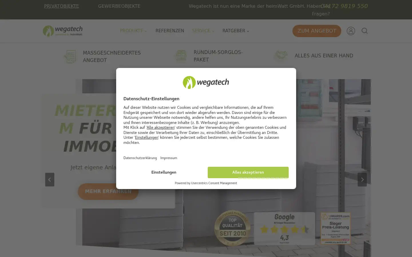 Screenshot of wegatech.de