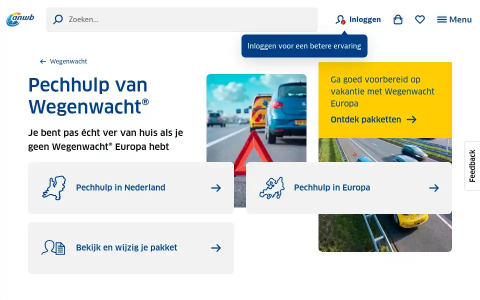 Screenshot of wegenwacht.nl