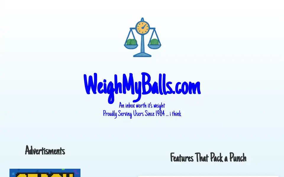 Screenshot of weighmyballs.com