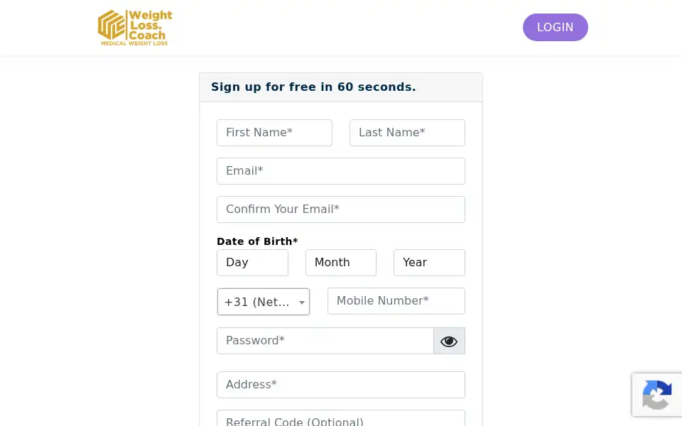 Screenshot of weightloss.coach