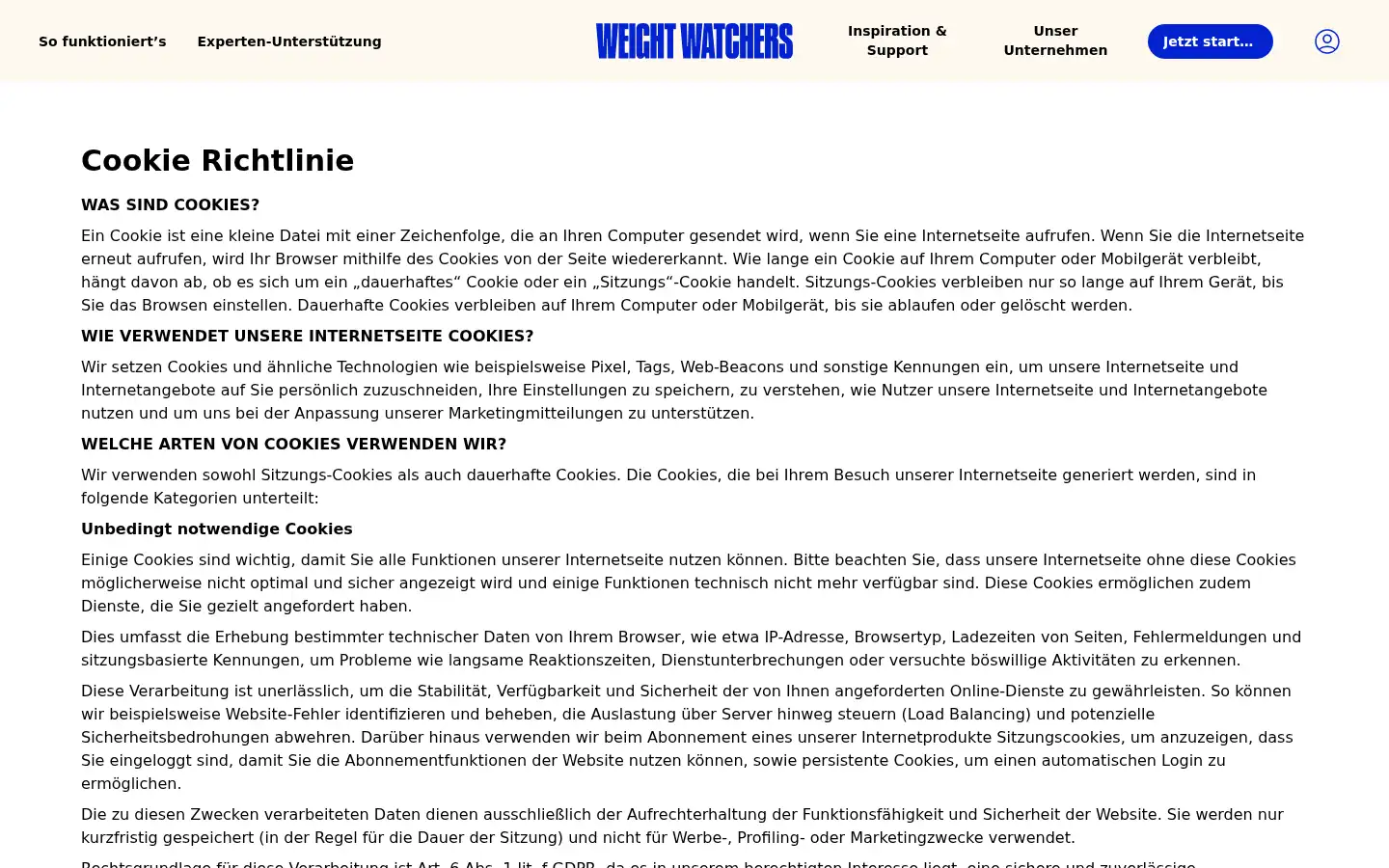 Screenshot of weightwatchers.de