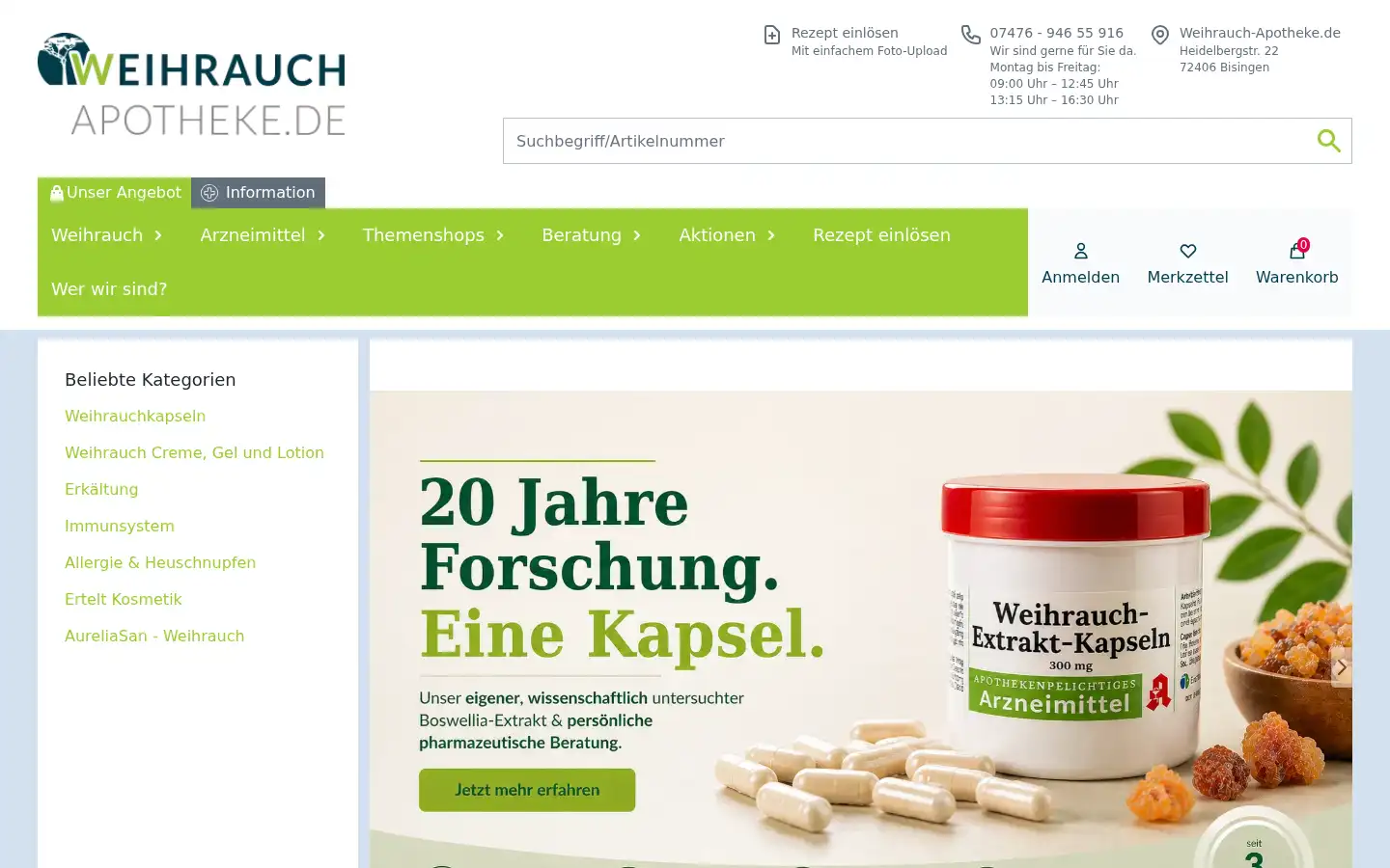 Screenshot of weihrauch-apotheke.de