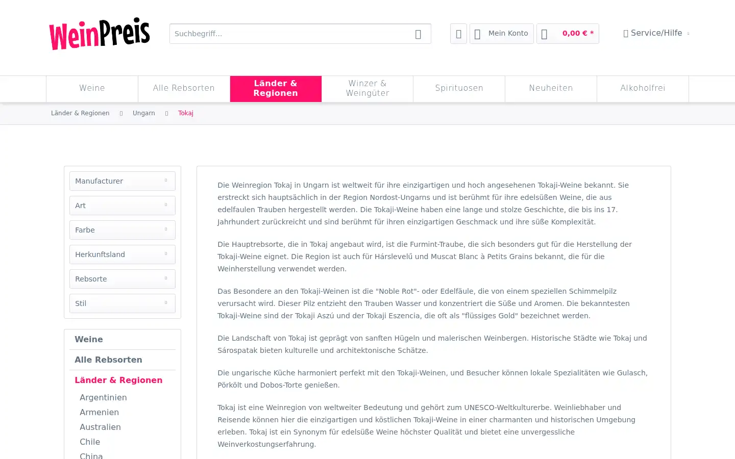 Screenshot of weinpreis.de