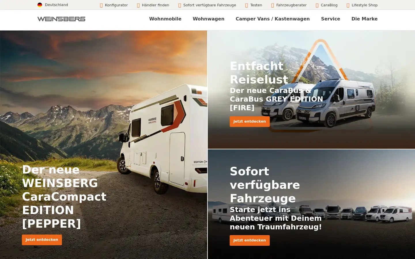 Screenshot of weinsberg.com