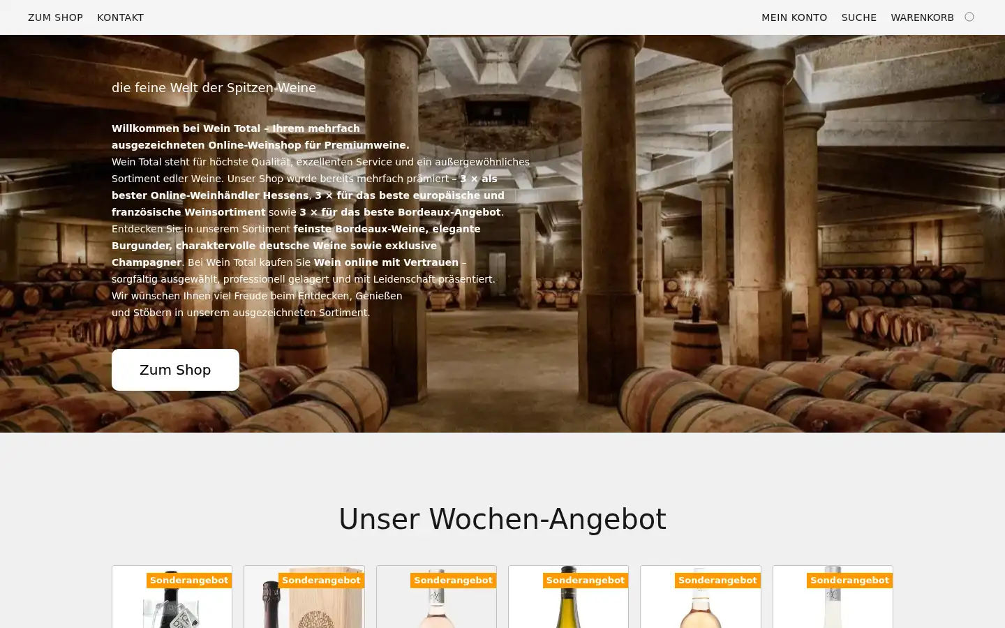 Screenshot of weintotal.eu