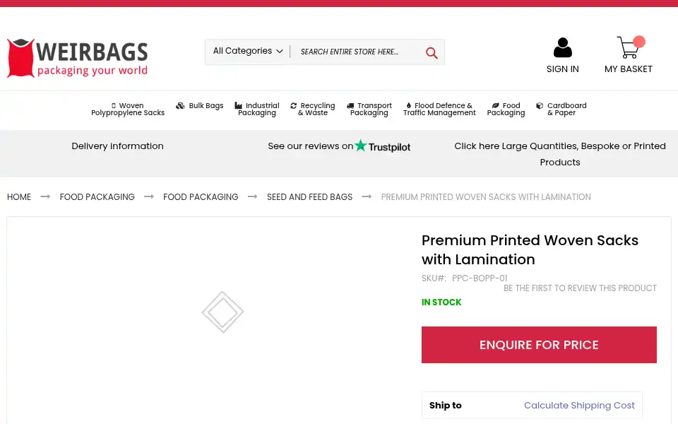 Screenshot of weirbags.co.uk