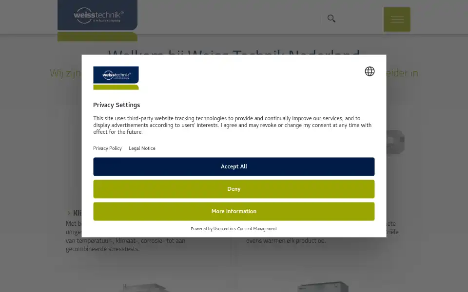 Screenshot of weiss-technik.nl
