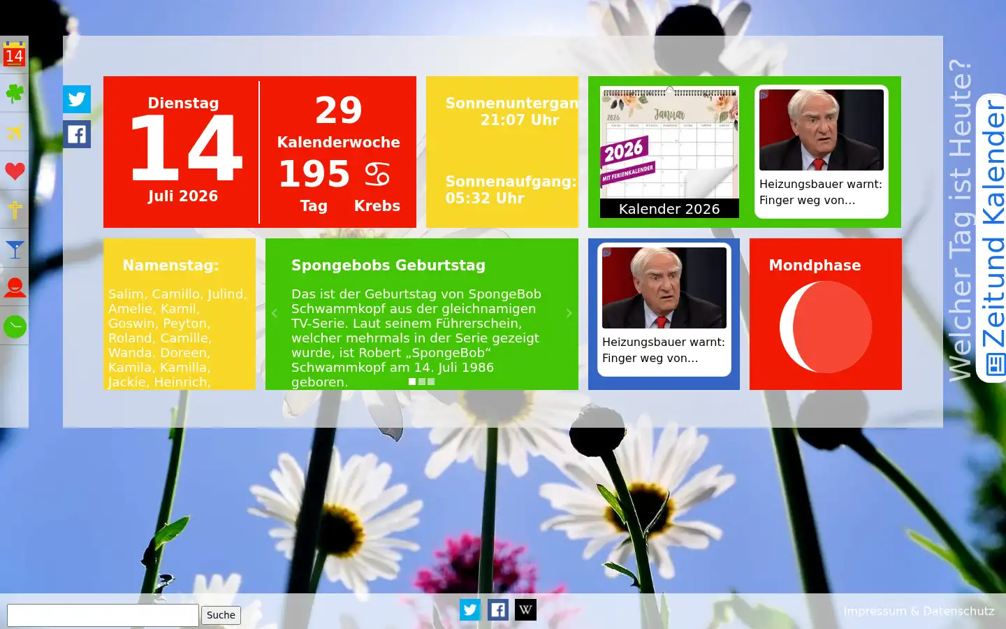 Screenshot of welcher-tag-ist-heute.org