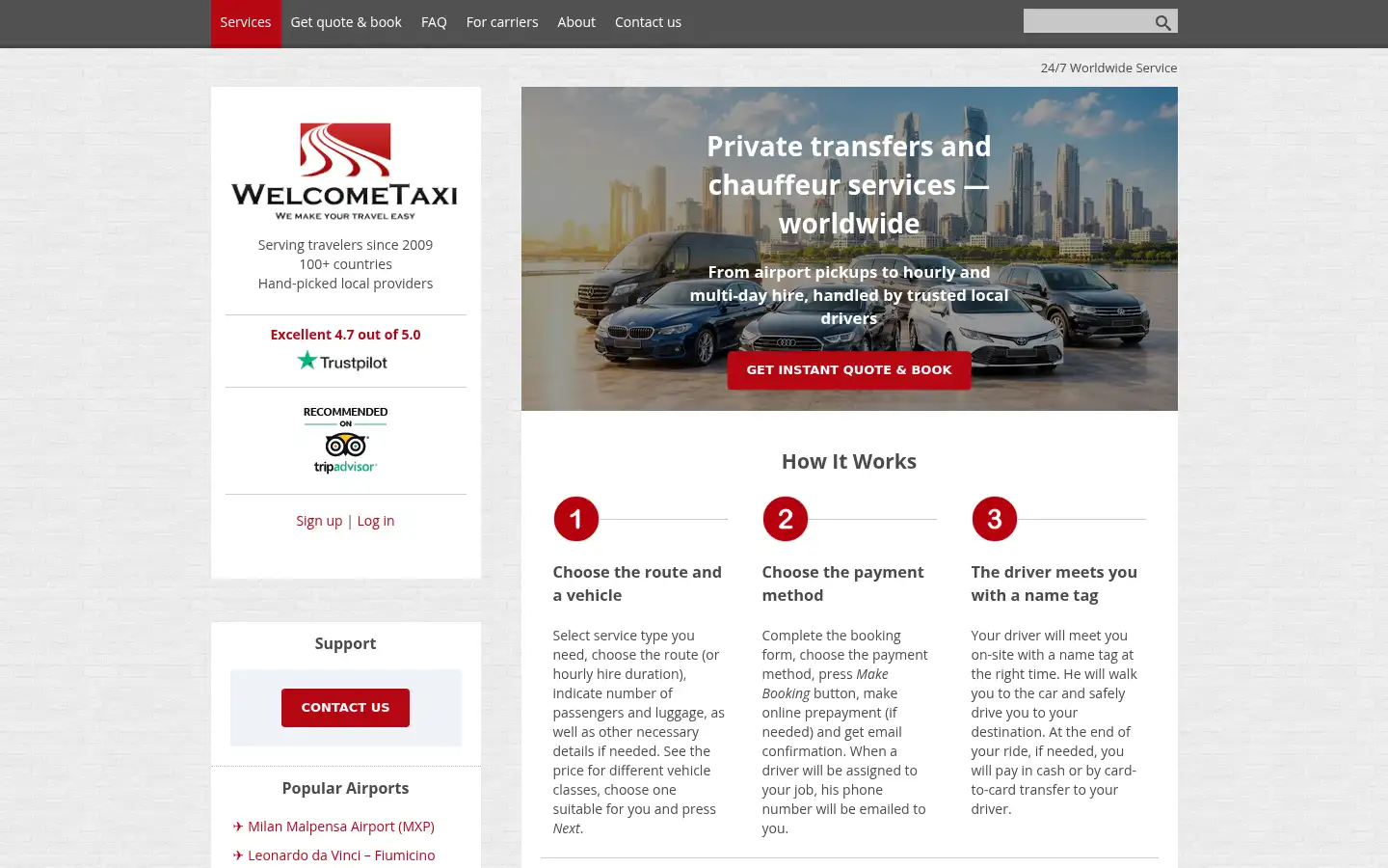 Screenshot of welcome.taxi