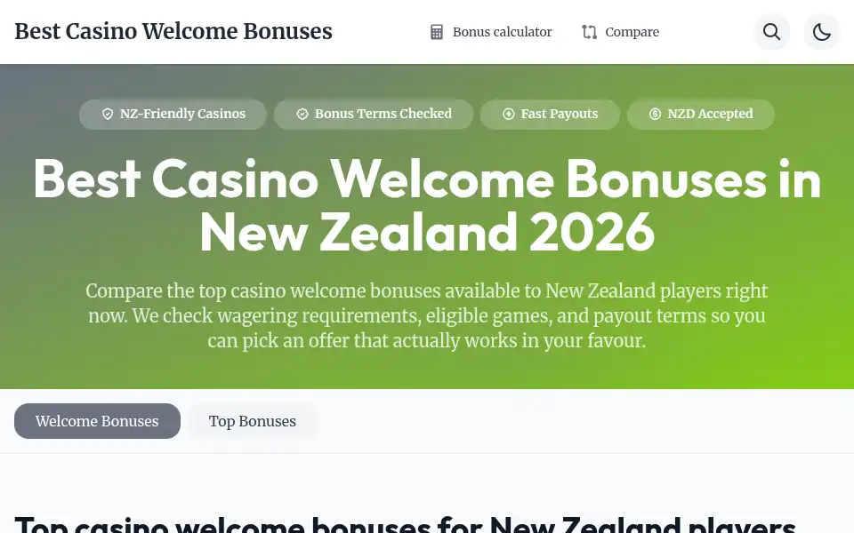 Screenshot of welkomstbonustips.org