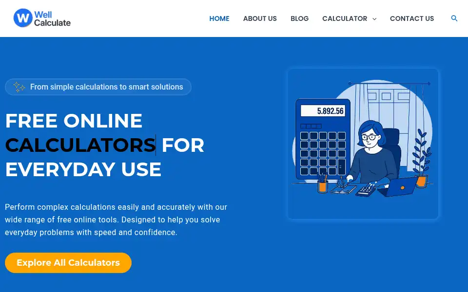 Screenshot of wellcalculate.com