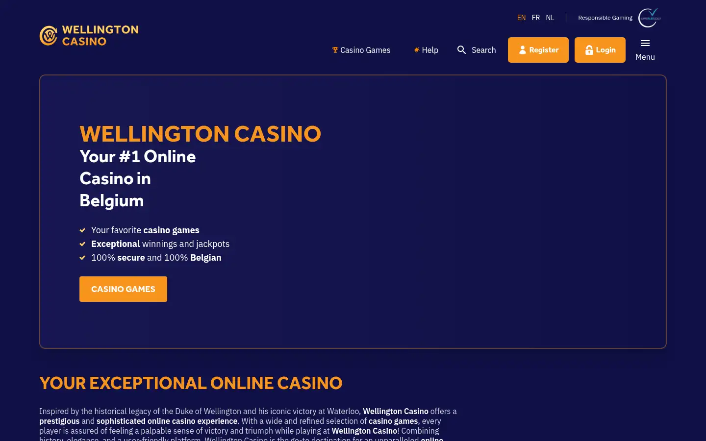Screenshot of wellington-casino.be