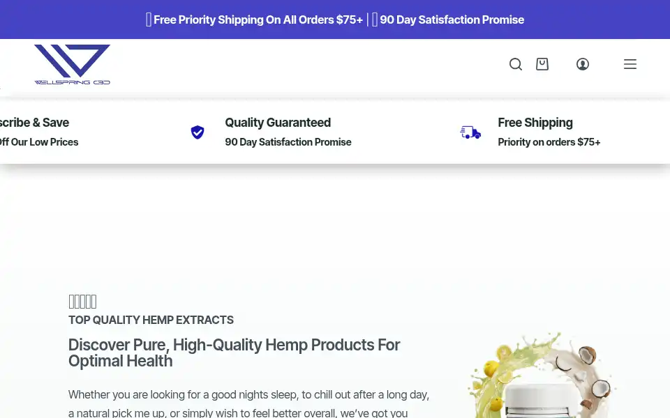 Screenshot of wellspringcbd.com