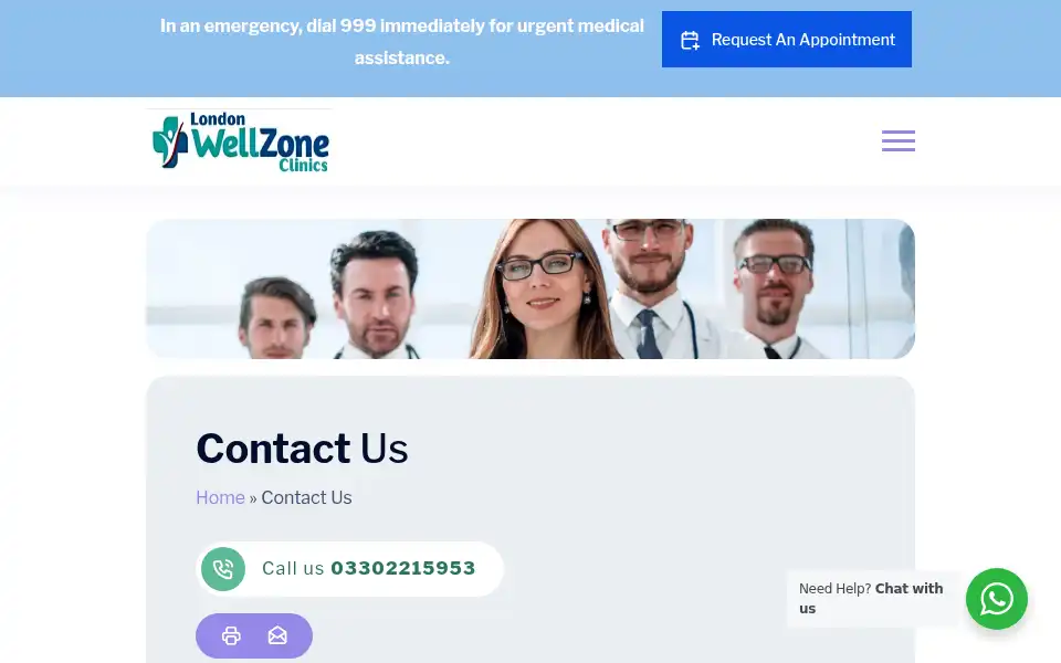 Screenshot of wellzoneclinics.co.uk