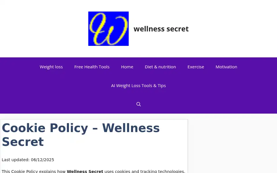 Screenshot of welnesssecret.com