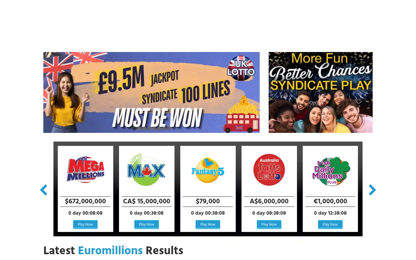 Screenshot of welovelotto.com