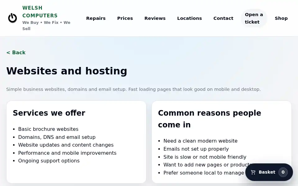 Screenshot of welshcomputers.com