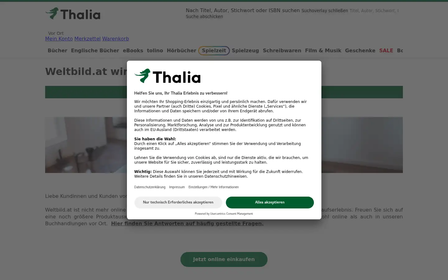 Screenshot of weltbild.at