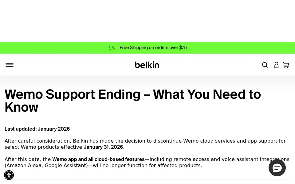 Screenshot of wemo.com