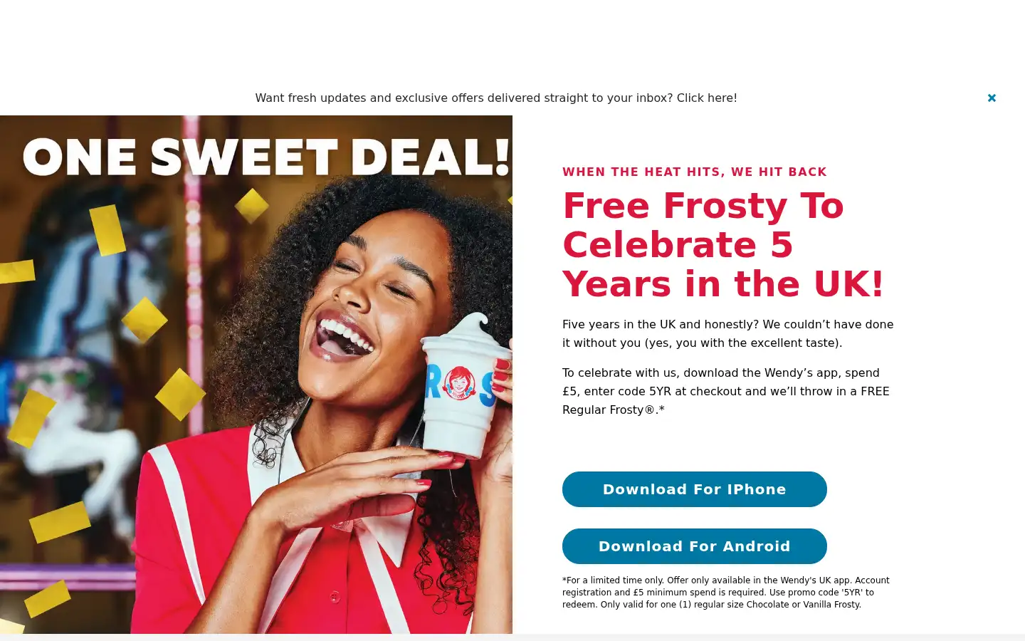 Screenshot of wendys.com