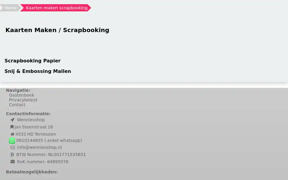 Screenshot of wenniesshop.nl