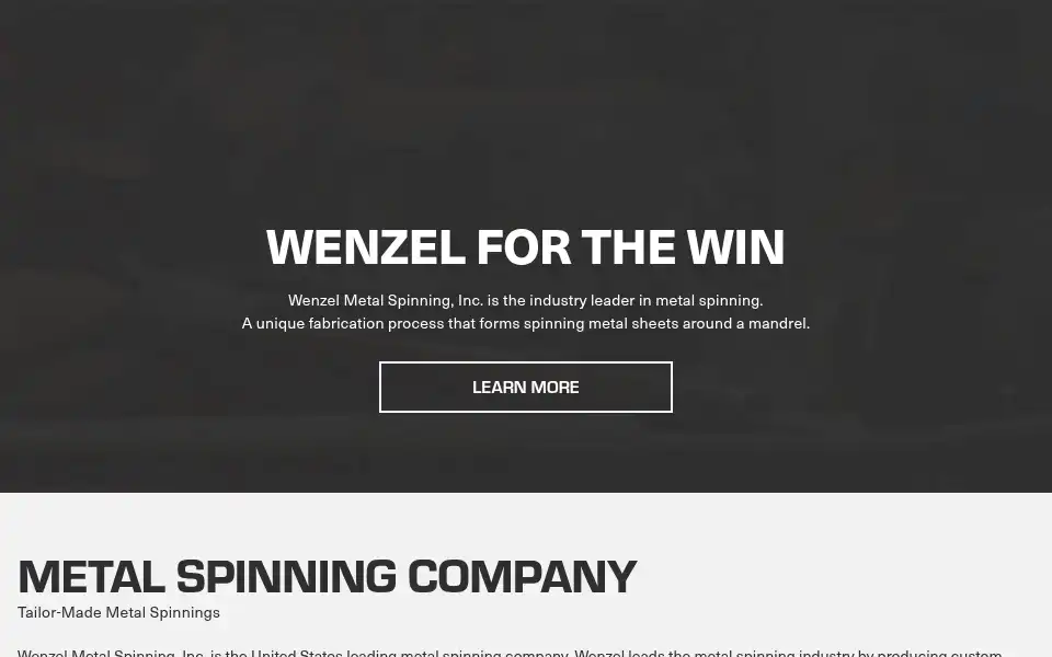Screenshot of wenzelmetalspinning.com