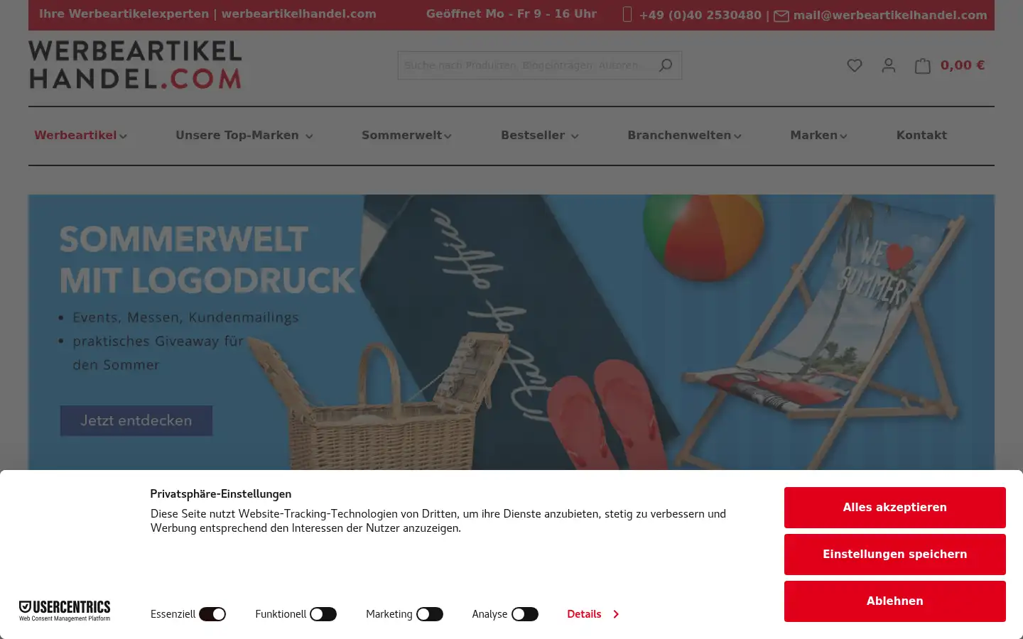 Screenshot of werbeartikelhandel.com