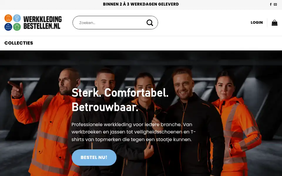 Screenshot of werkkledingbestellen.nl
