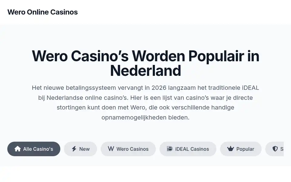 Screenshot of weroonlinecasinos.org