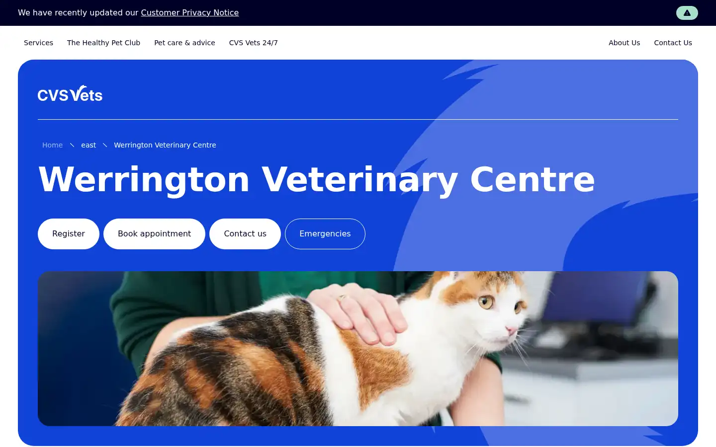 Screenshot of werringtonvets.co.uk